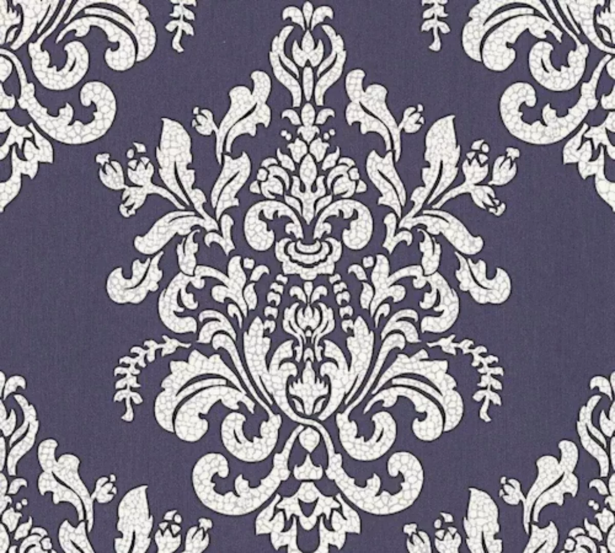 Bricoflor Englische Tapete in Violett Weiß Elegante Vlies Musstertapete im günstig online kaufen