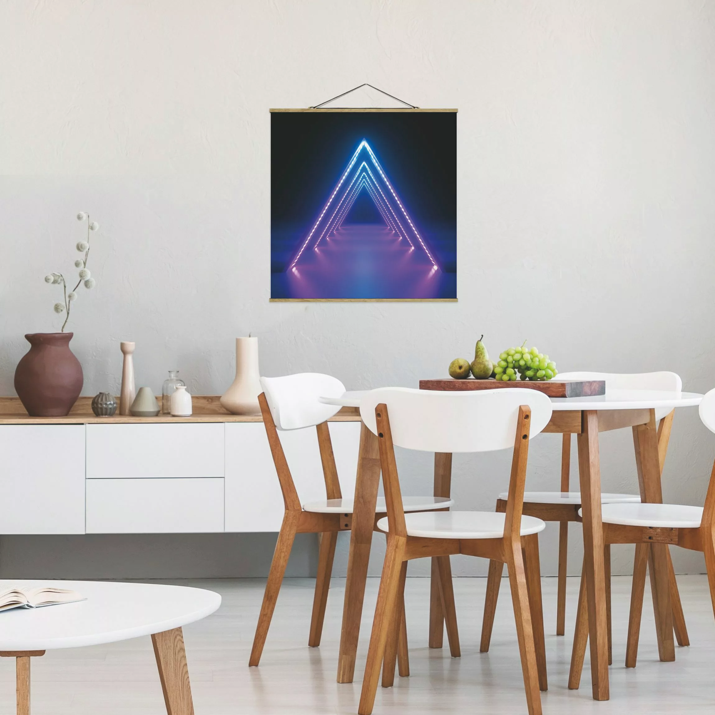 Stoffbild mit Posterleisten Neon Dreieck günstig online kaufen