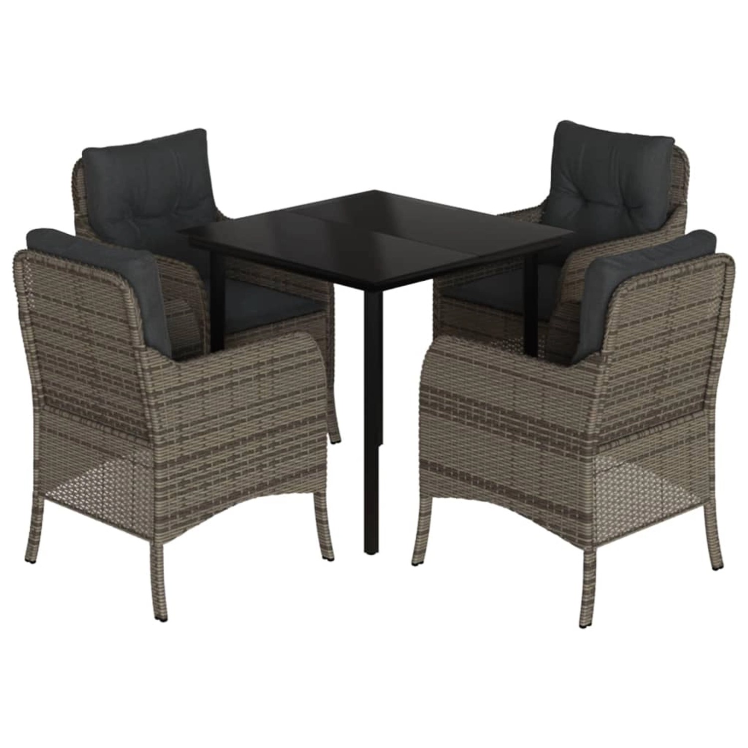 vidaXL 5-Tlg Garten-Essgruppe mit Kissen Grau Poly Rattan 3211956 günstig online kaufen