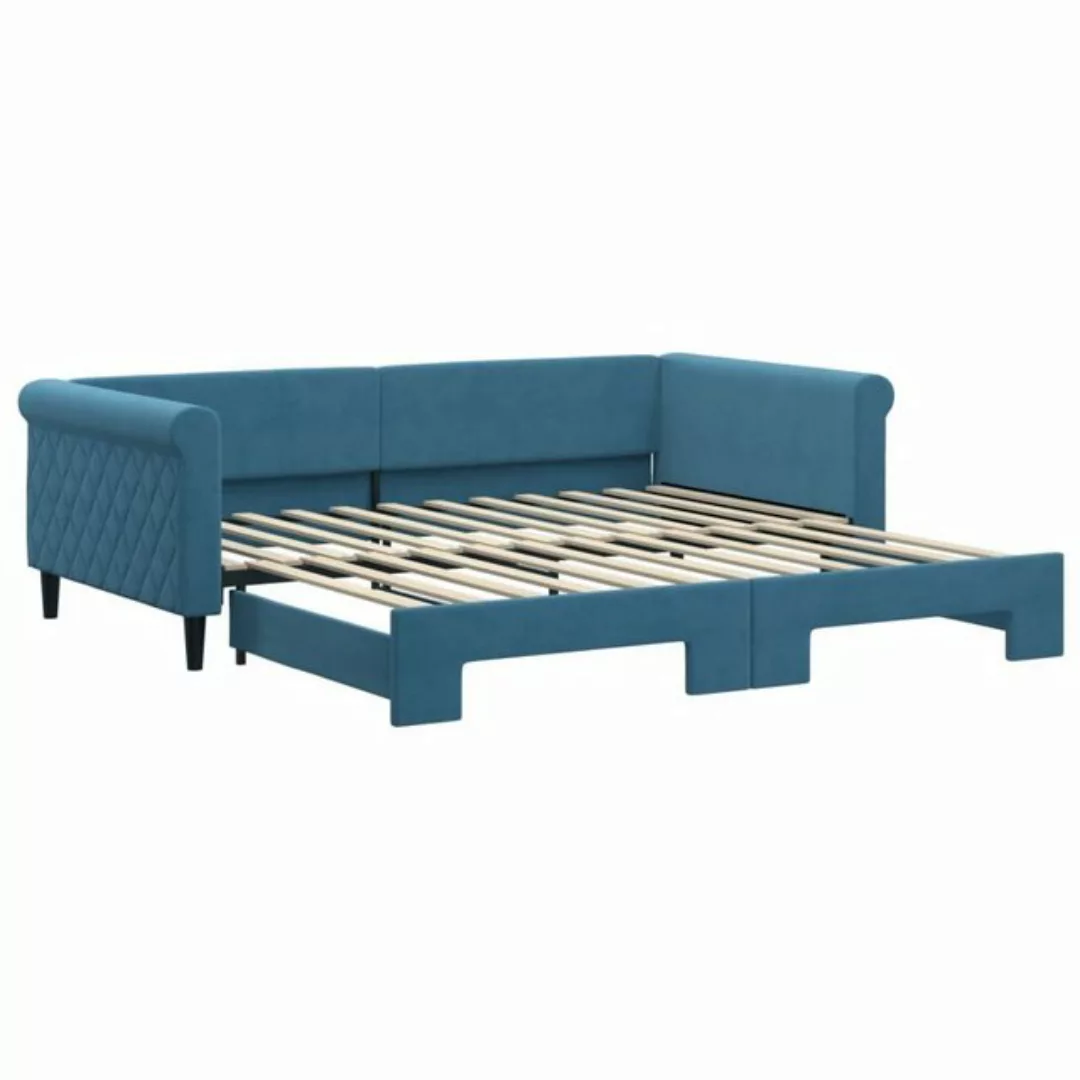 vidaXL Bett Tagesbett Ausziehbar Blau 100x200 cm Samt günstig online kaufen