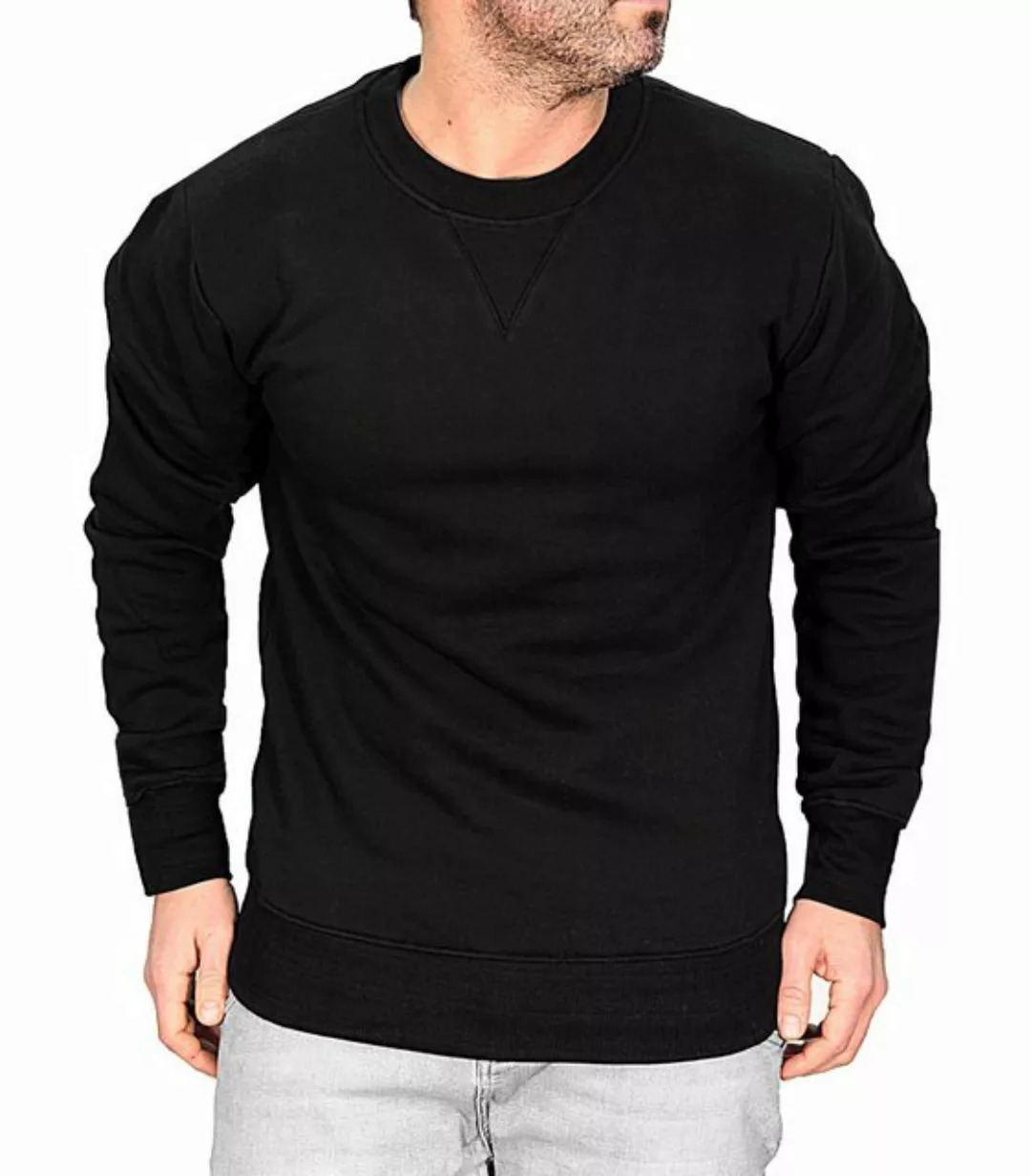 RMK Rundhalspullover Herren Pullover Basic Langarmshirt Sweatshirt Pulli in günstig online kaufen