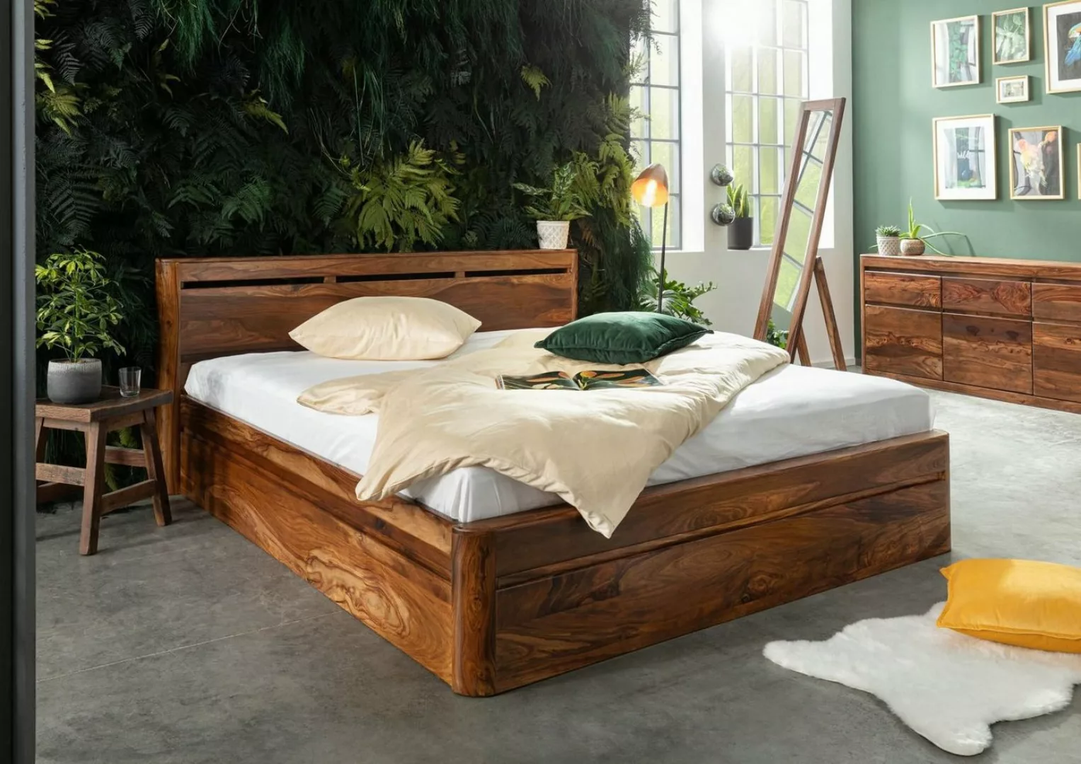Massivmoebel24 Massivholzbett Bett Sheesham 180x200x90 walnuss gewachst TOR günstig online kaufen