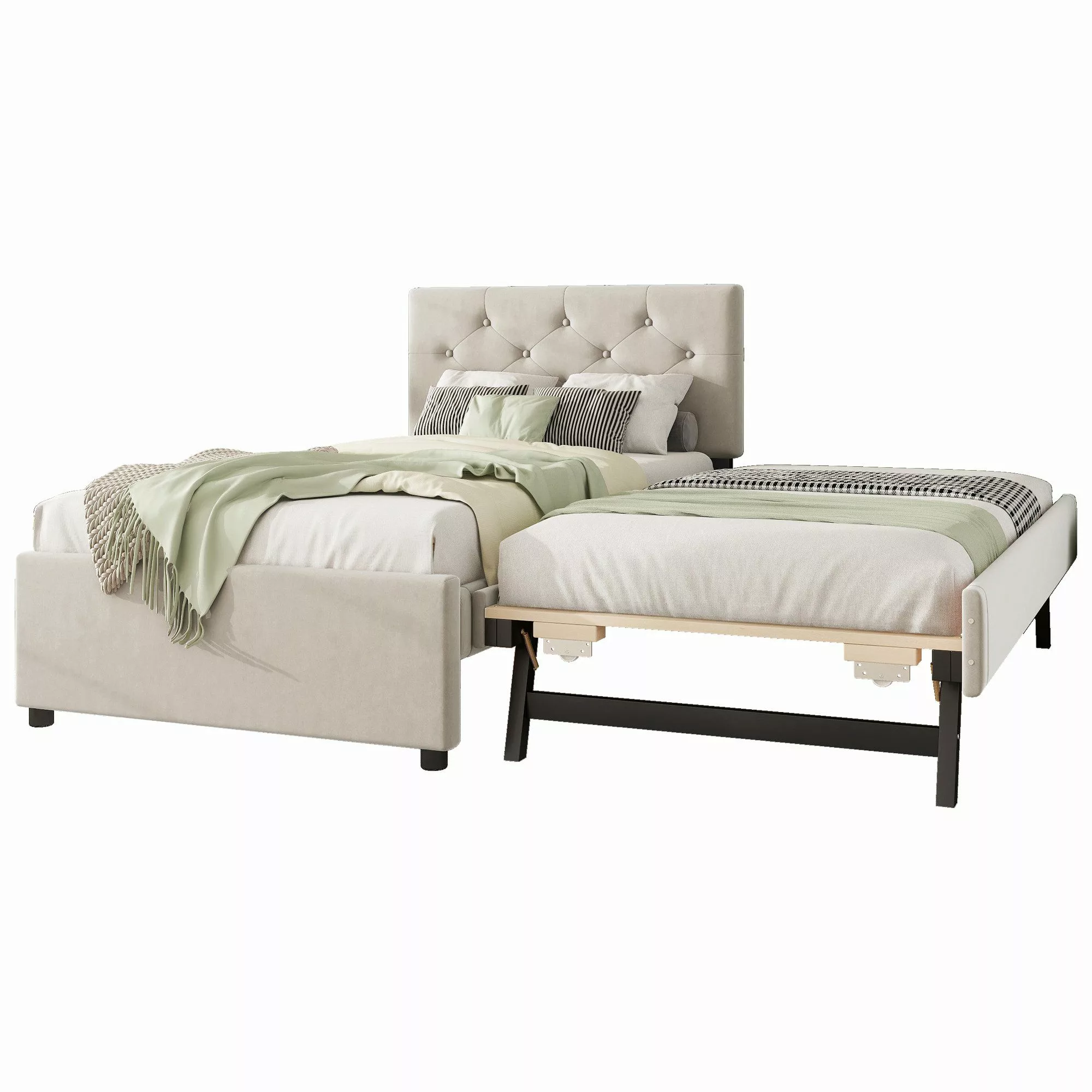 SOFTWEARY Polsterbett mit Gästebett und Lattenrost günstig online kaufen