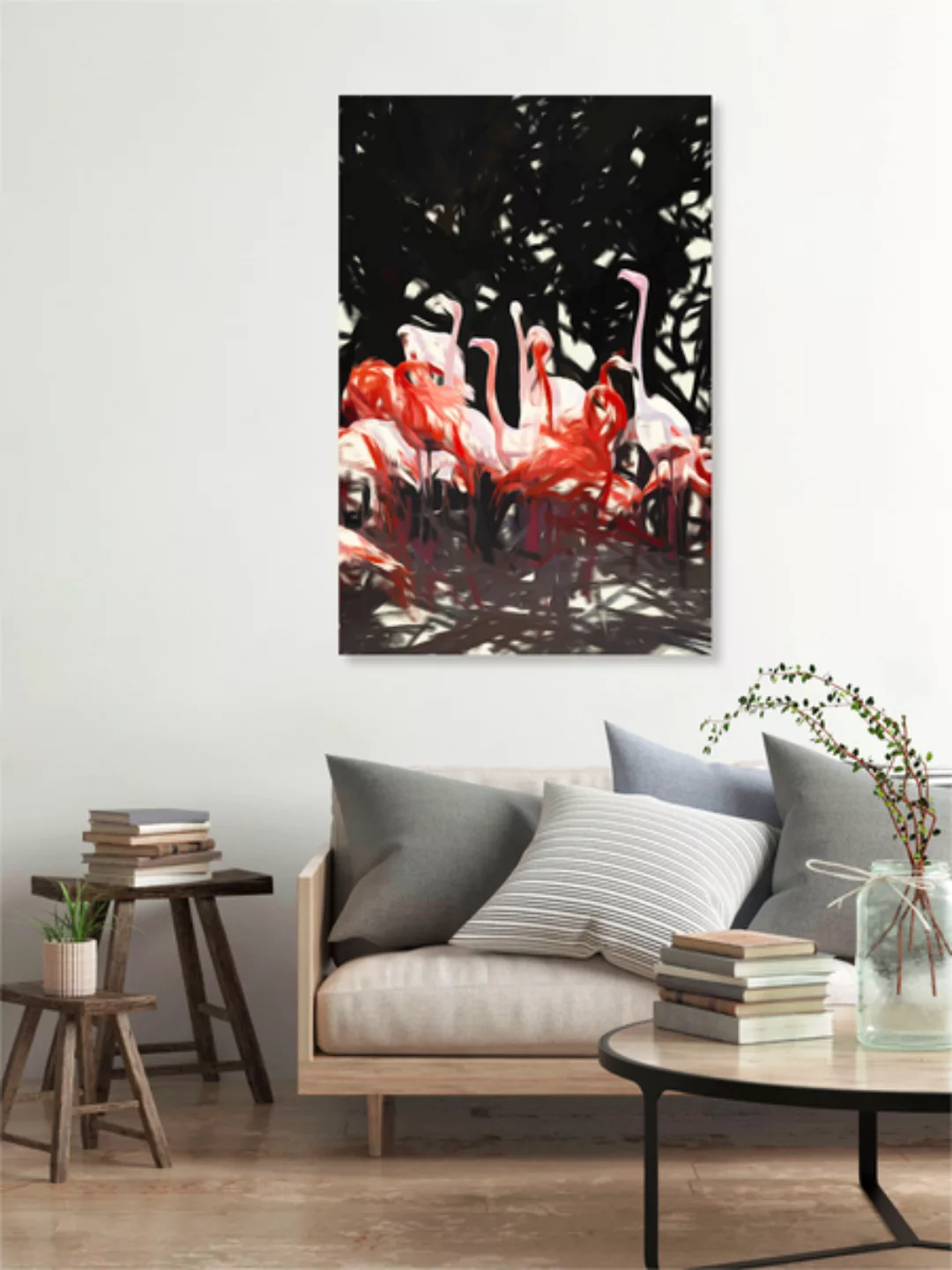 Poster / Leinwandbild - Flamingoes Under The Banyan Tree günstig online kaufen