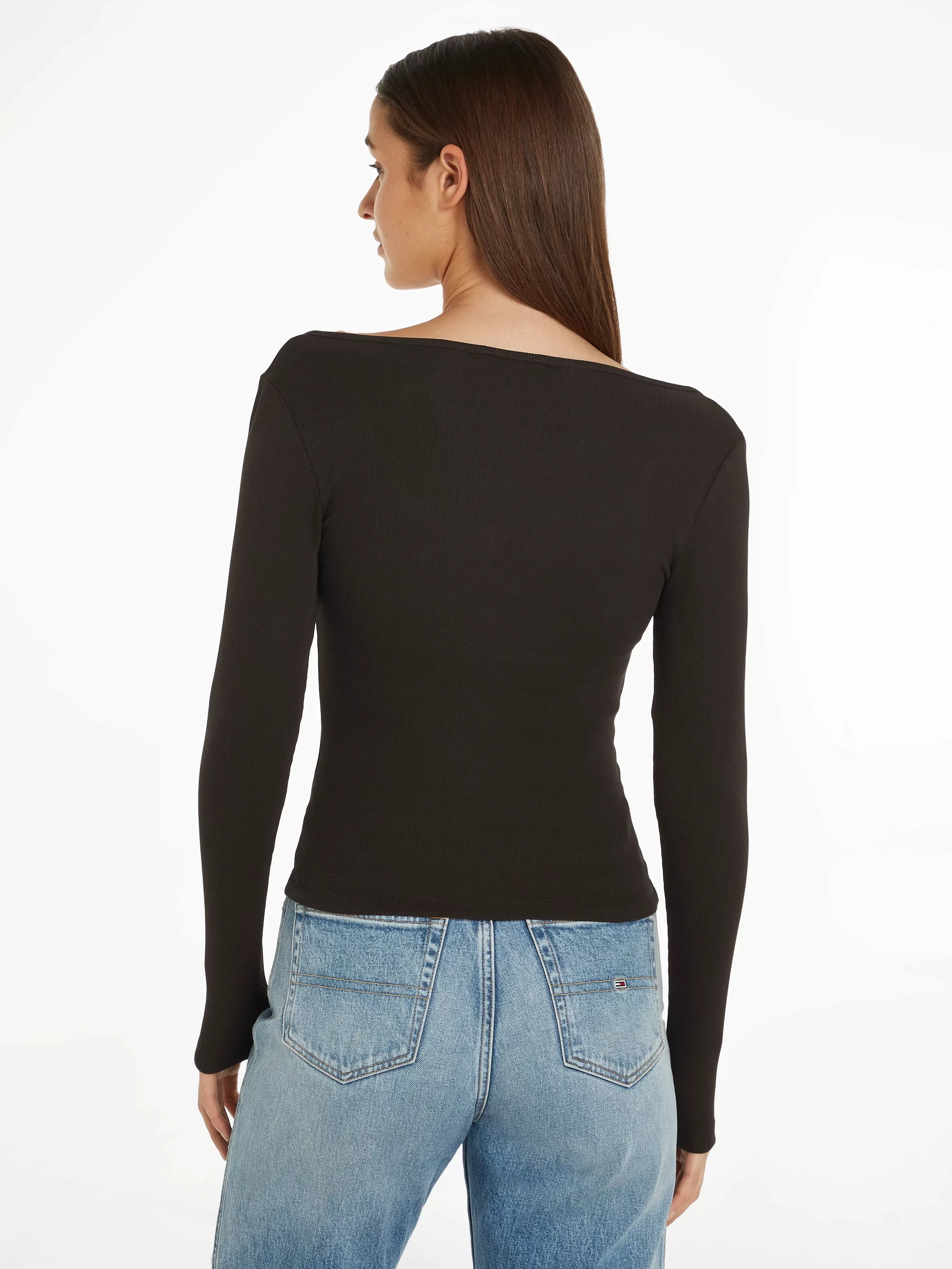 Tommy Jeans Rundhalsshirt "TJW SLIM BUTTON RIB C-NECK LS", mit kurzer Knopf günstig online kaufen