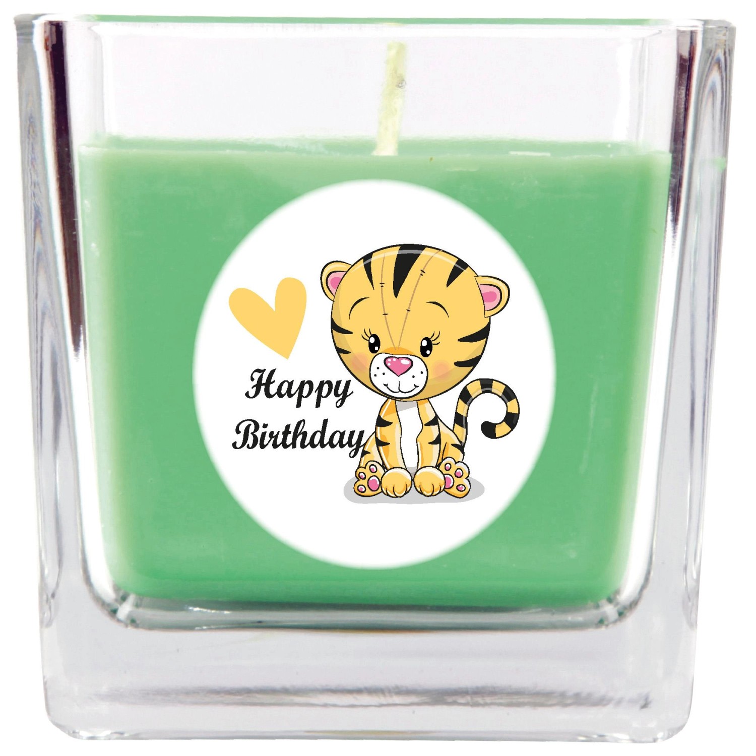 HS Candle Duftkerze & Glas Happy Birthday Viereck Coconut Limes Tiger günstig online kaufen