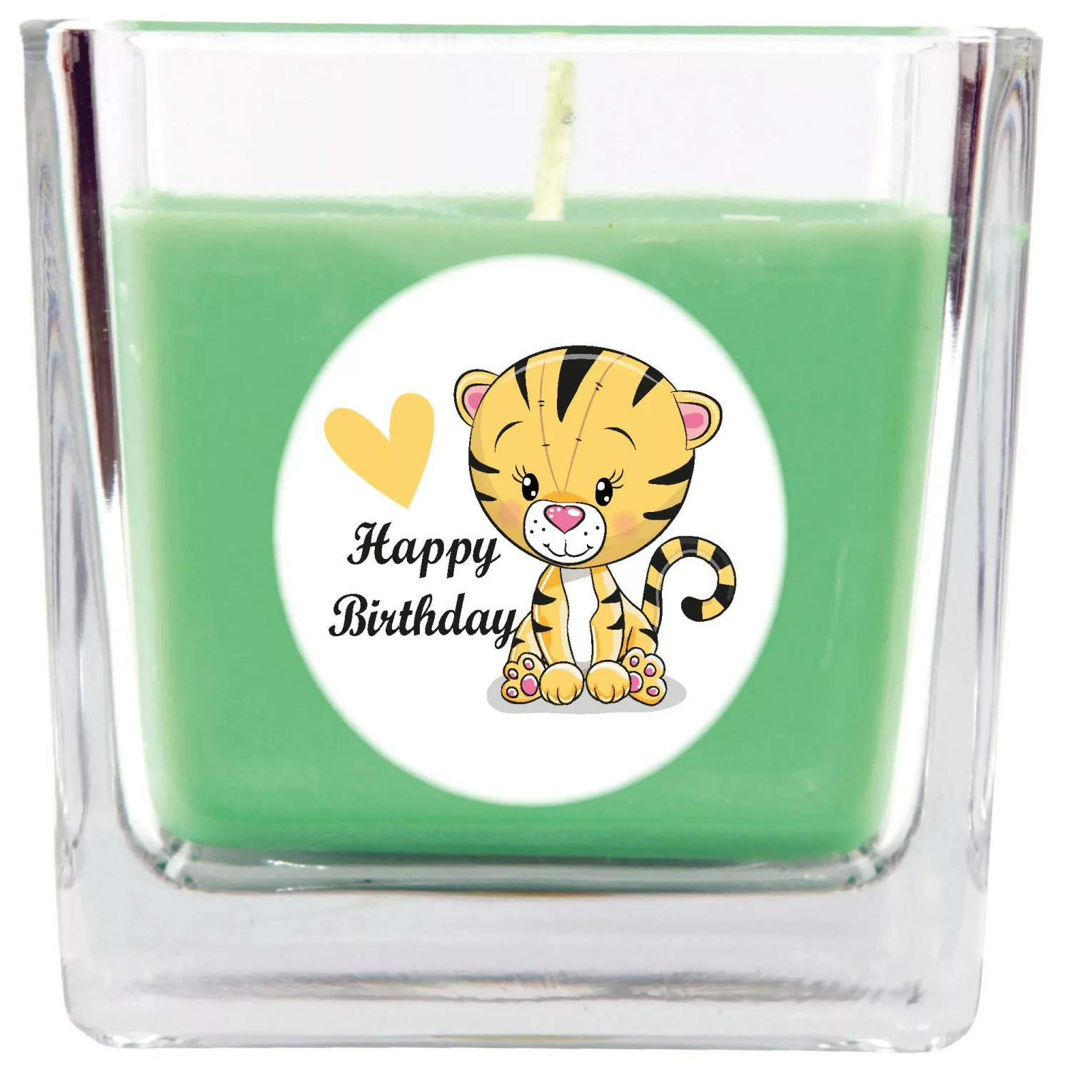 HS Candle Duftkerze & Glas Happy Birthday Viereck Coconut Limes Tiger günstig online kaufen