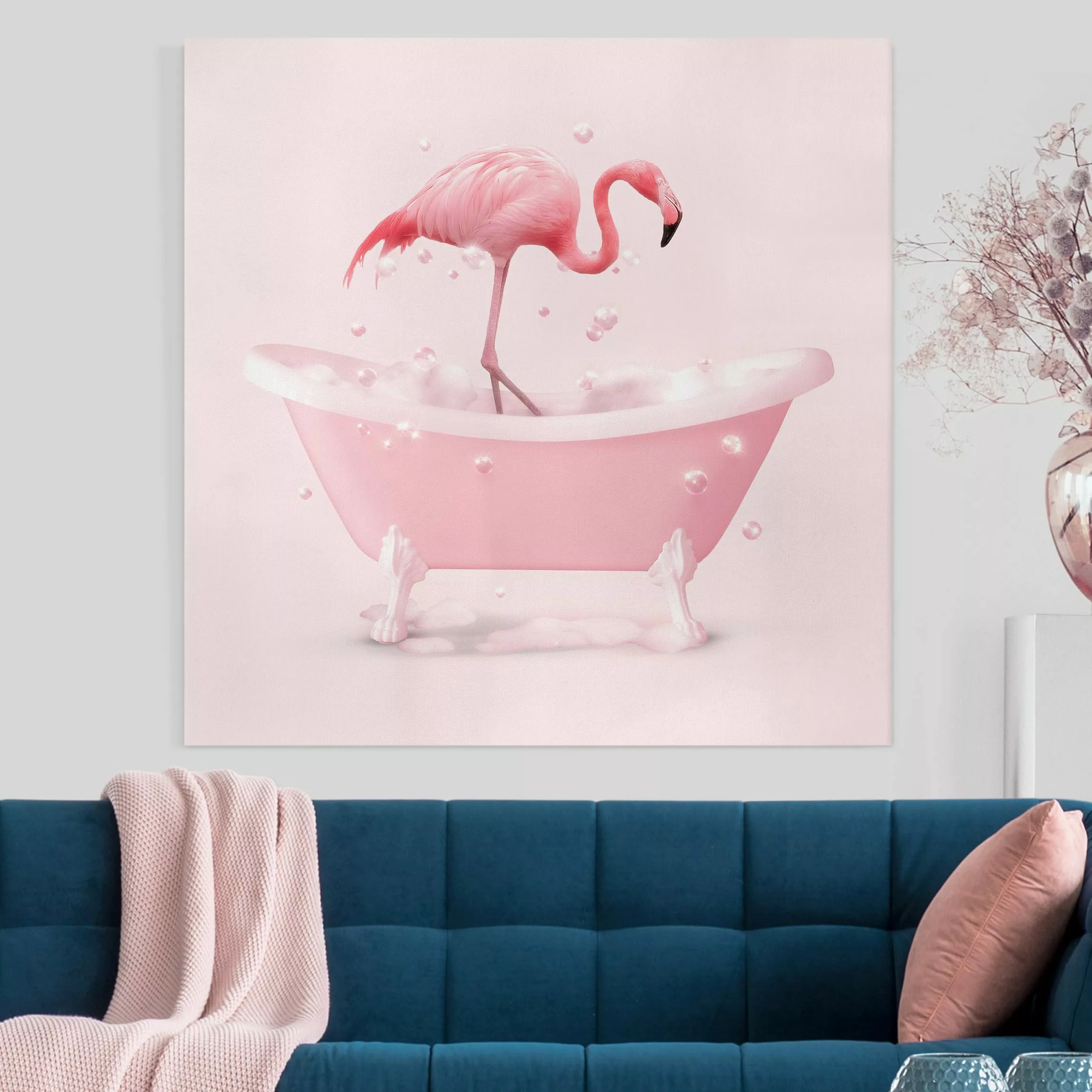 Leinwandbild Badewannen Flamingo günstig online kaufen