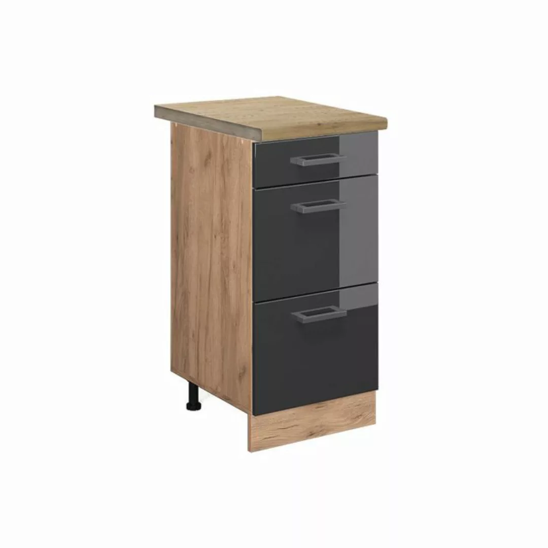 Vicco Unterschrank R-Line, Anthrazit Hochglanz/Goldkraft Eiche, 40 cm mit S günstig online kaufen