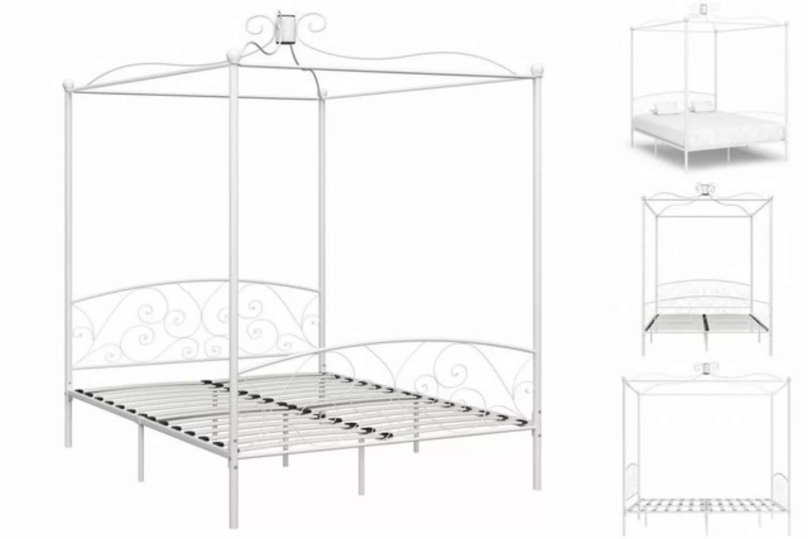 Himmelbett-gestell Weiß Metall 180 X 200 Cm günstig online kaufen