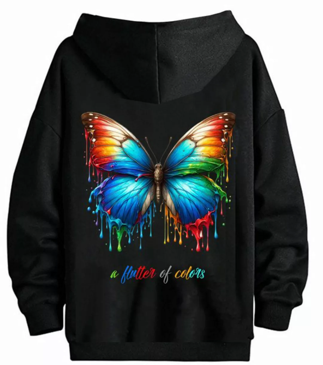 RMK Kapuzenpullover Herren Hoodie Oversize Langarm Longshirt Butterfly Schm günstig online kaufen