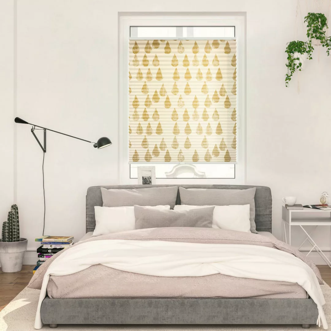 Spannplissee Golden Drops gold B/L: ca. 100x130 cm günstig online kaufen