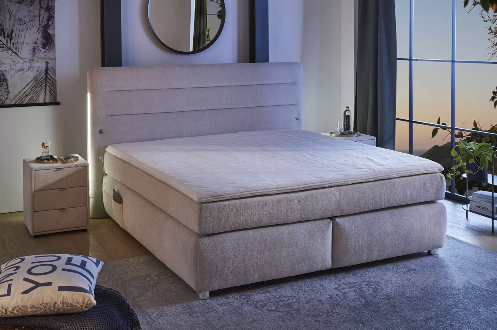 Jockenhöfer Gruppe Boxspringbett »Livia«, inklusive LED-Beleuchtung, 4x USB günstig online kaufen