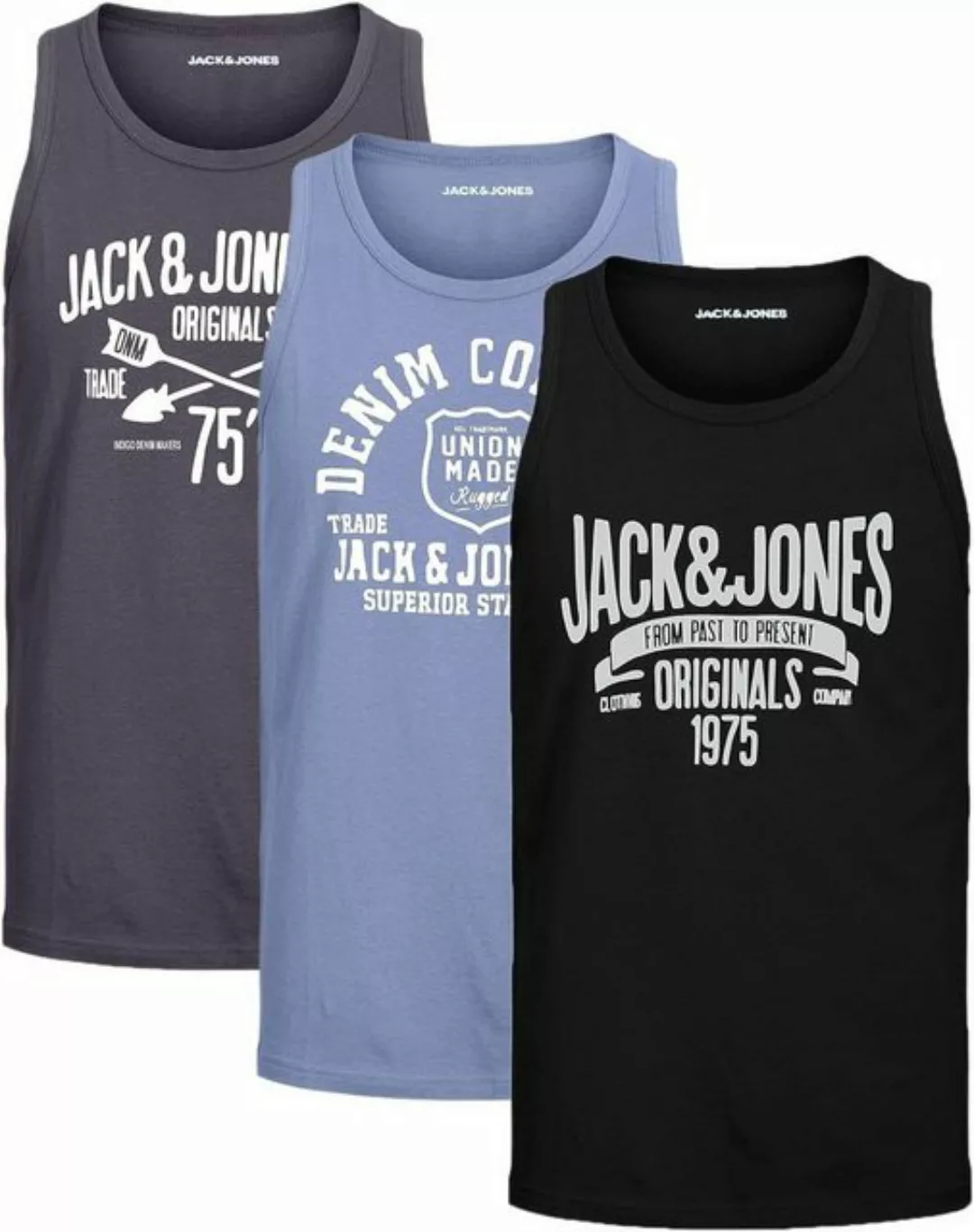 Jack & Jones Tanktop Bequemes Slimfit Shirt mit Printdruck (3er-Pack) mit P günstig online kaufen