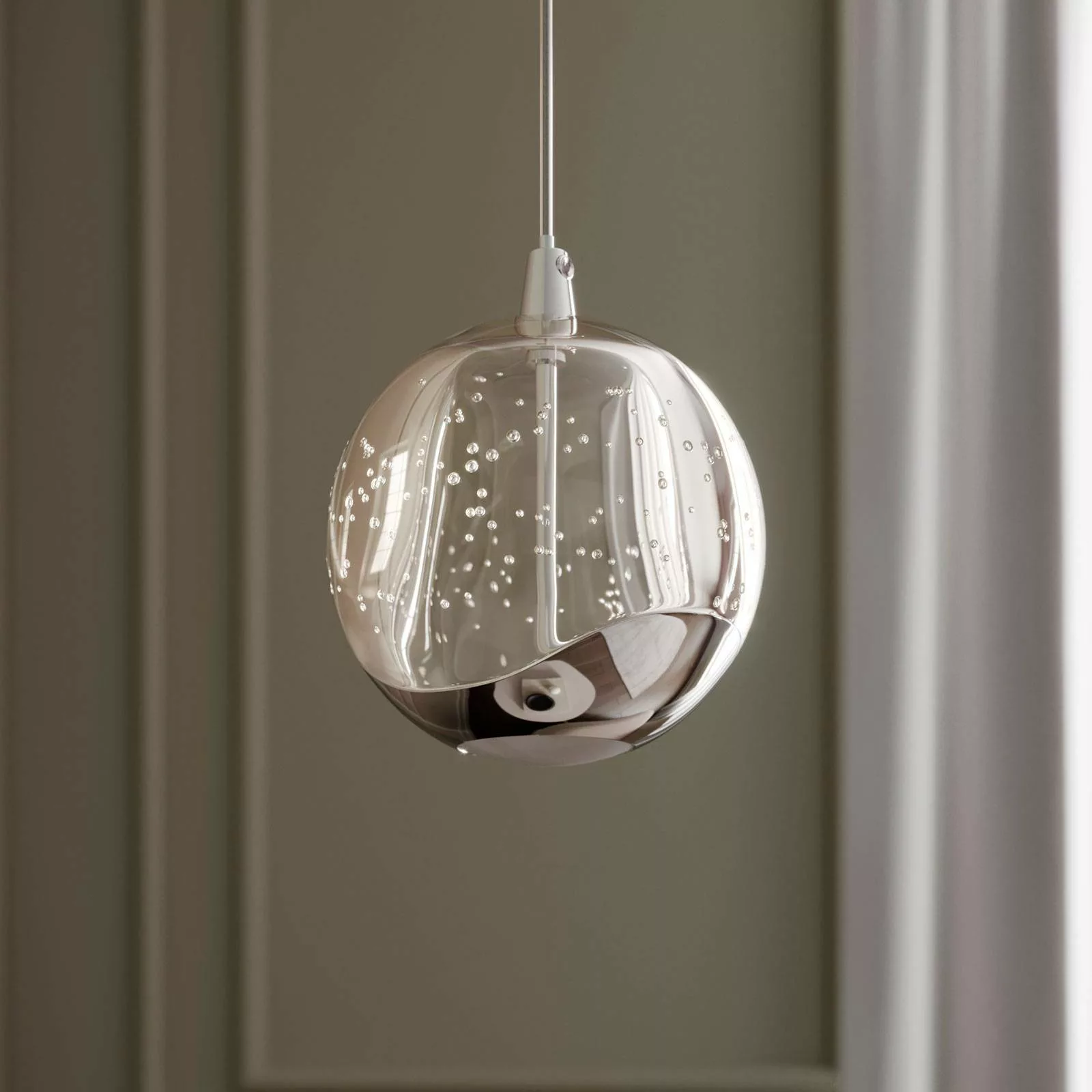 LED-Pendellampe Hayley mit Glaskugel, 1-fl., chrom günstig online kaufen