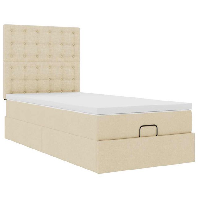 vidaXL Bett Ottoman-Bett mit Matratze Creme 90x200 cm Stoff günstig online kaufen