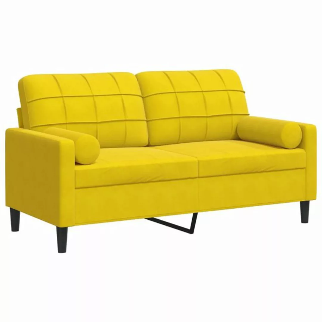 vidaXL Sofa 2-Sitzer-Sofa mit Zierkissen Gelb 140 cm Samt günstig online kaufen