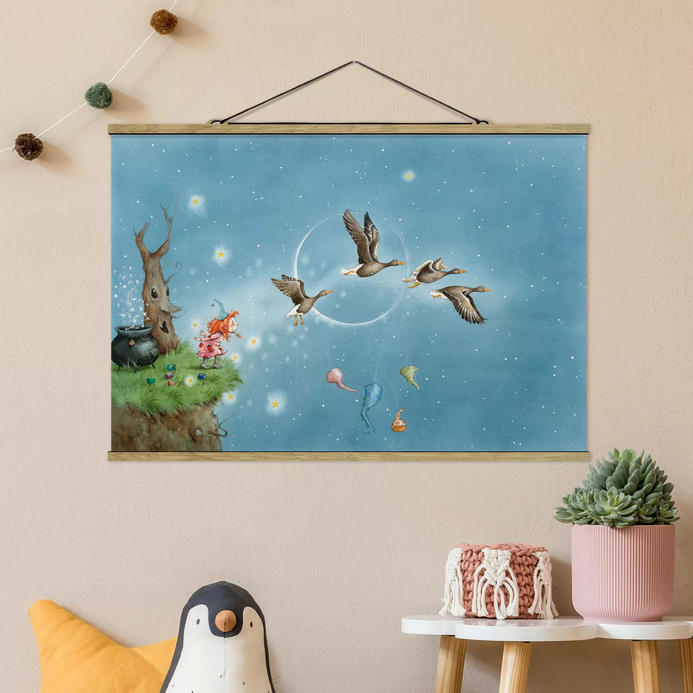 Stoffbild Kinderzimmer mit Posterleisten - Querformat Die geheimnisvolle Ve günstig online kaufen