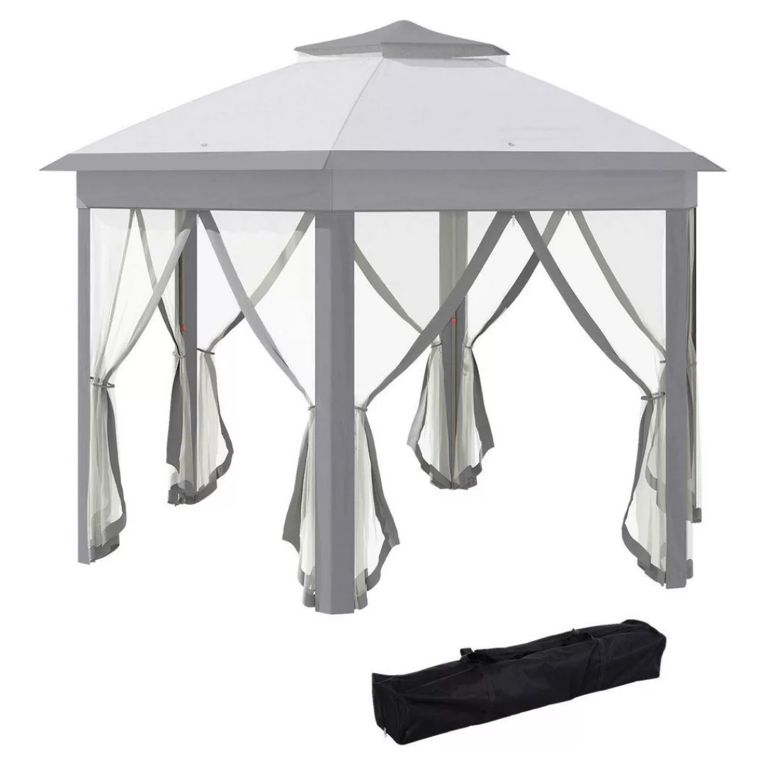 Outsunny Pavillon grau Polyester B/H/L: ca. 405x405x285 cm günstig online kaufen