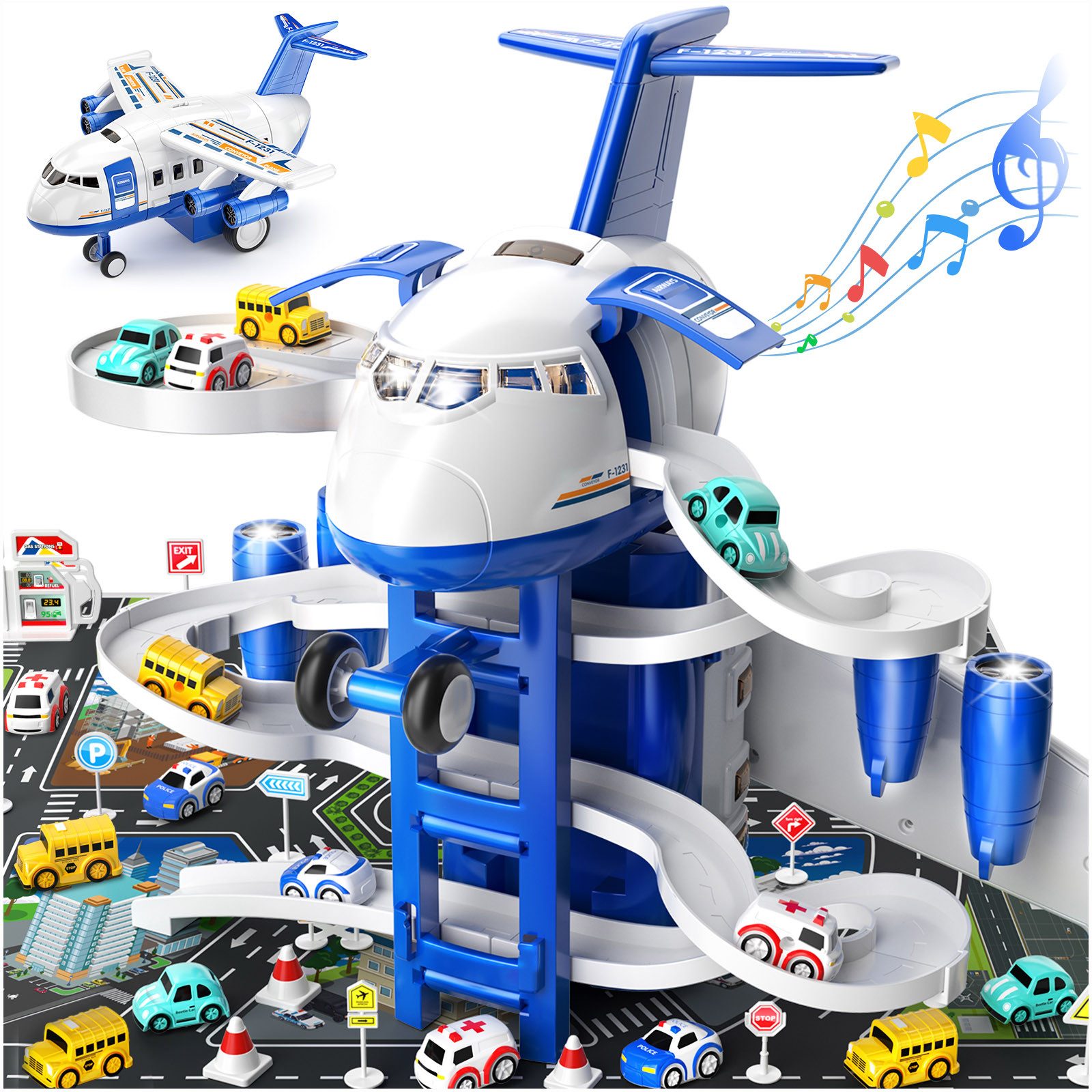 TEMI Spielzeug-Flugzeug Kinder Flugzeugspielzeug, Rennstrecken-Autospielzeu günstig online kaufen