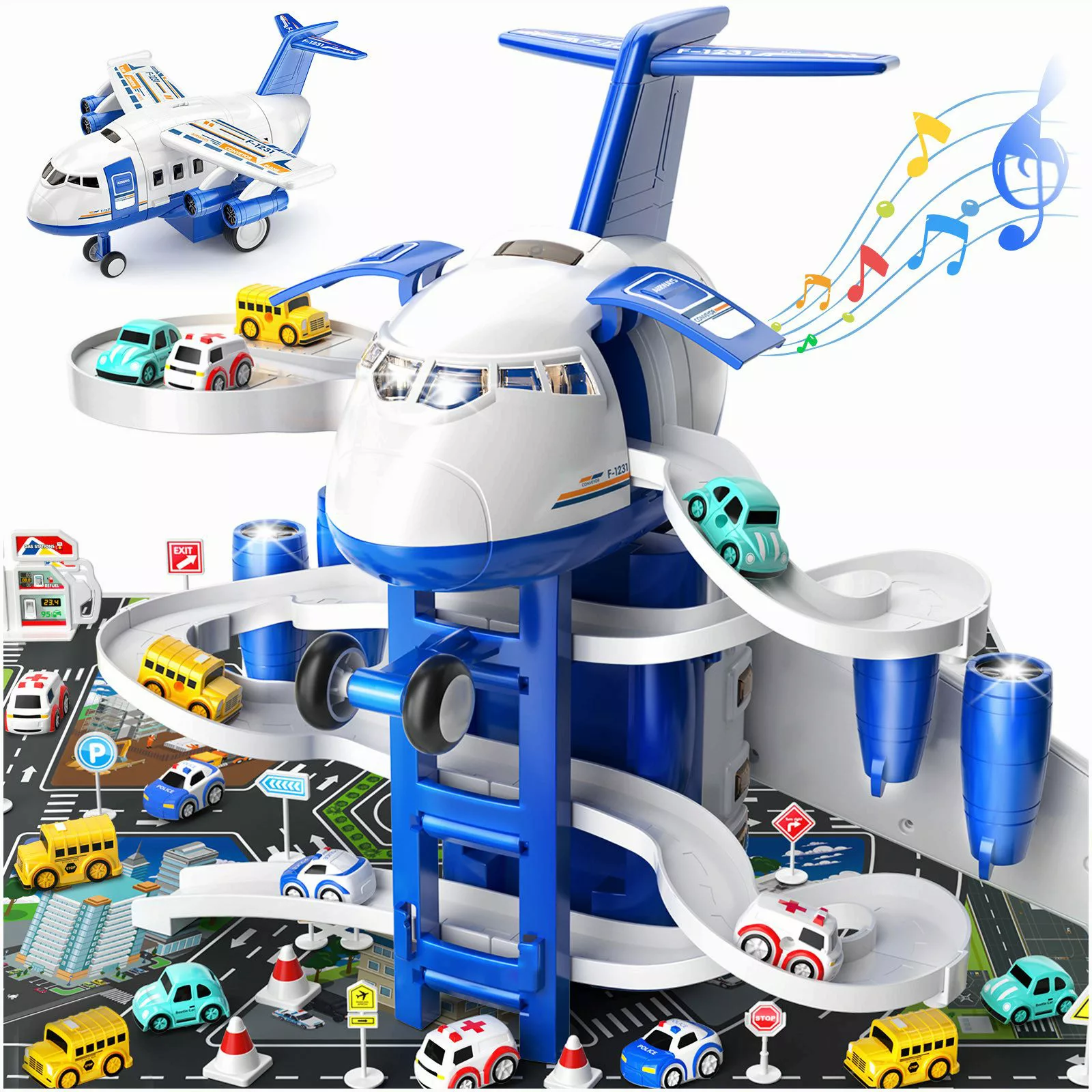 TEMI Spielzeug-Flugzeug Kinder Flugzeugspielzeug, Rennstrecken-Autospielzeu günstig online kaufen
