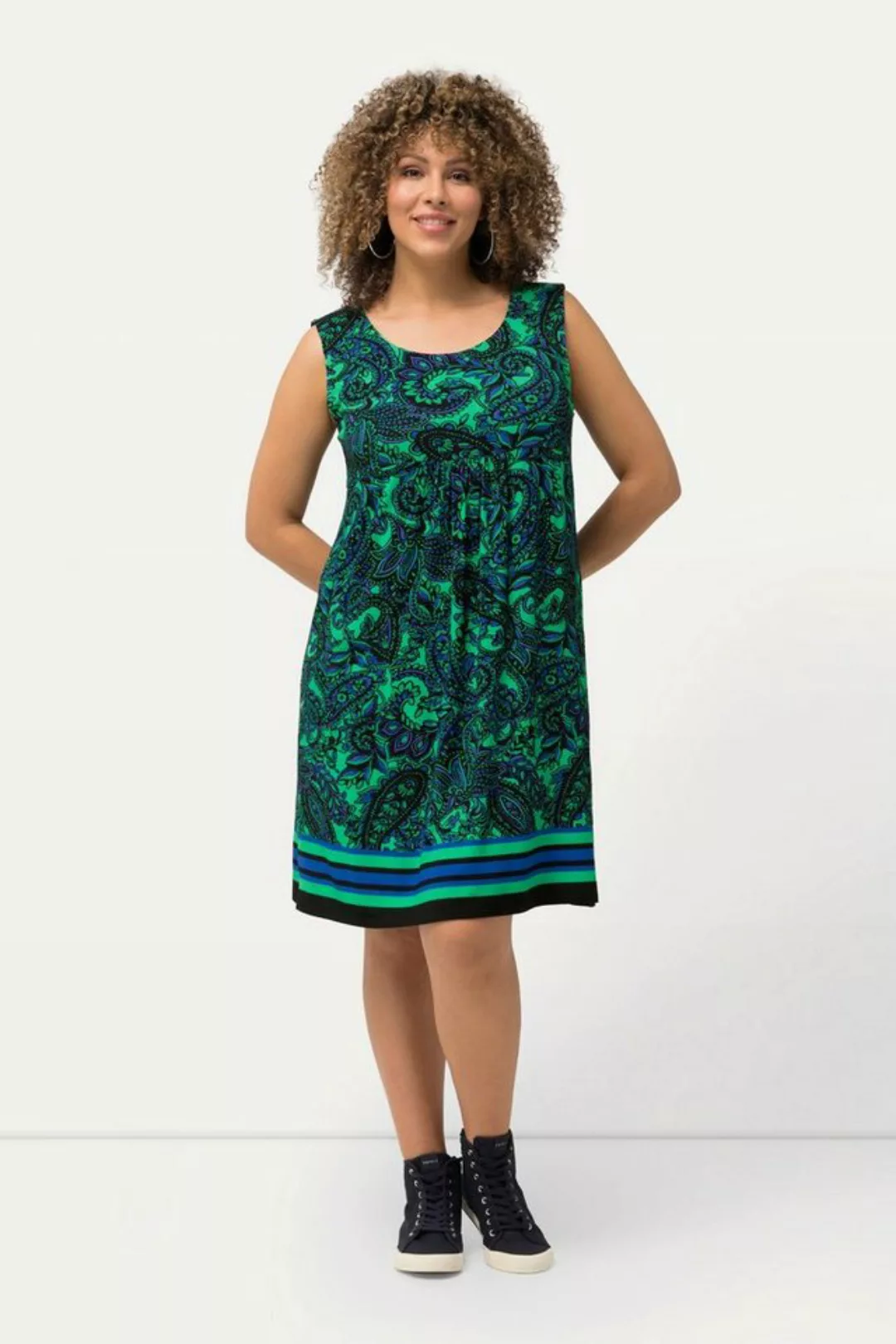 Ulla Popken Minikleid Jersey-Minikleid Paisley A-Linie Rundhals ärmellos günstig online kaufen