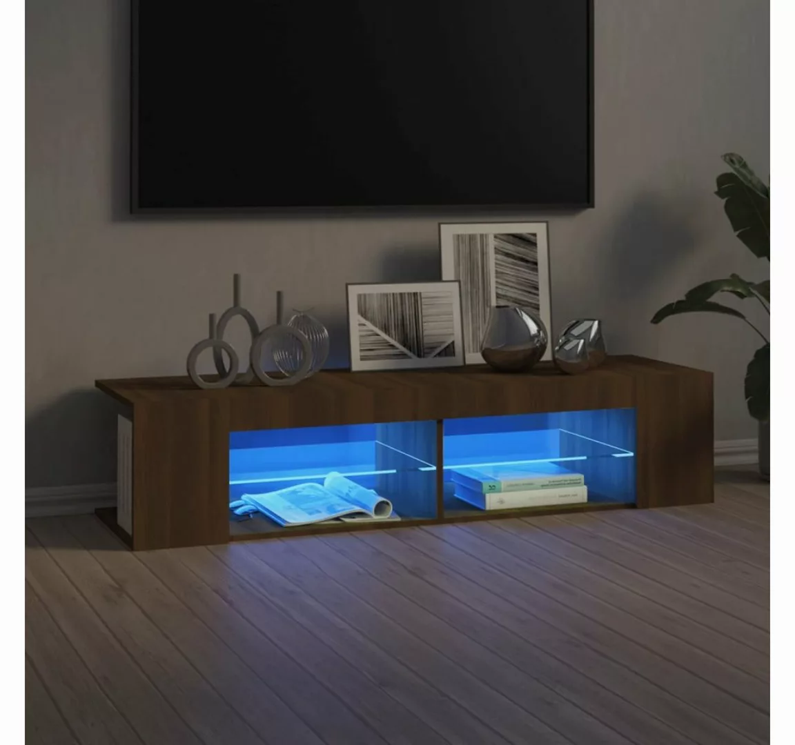 vidaXL TV-Schrank TV-Schrank mit LED Leuchten Braun Eiche 135x39x30 cm günstig online kaufen