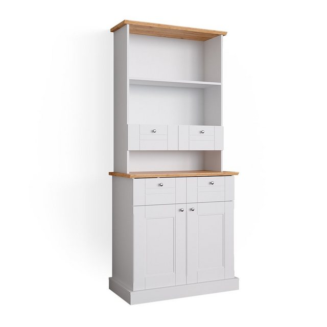 Vicco Hochschrank Bergamo, Weiß/Eiche, 80 cm günstig online kaufen