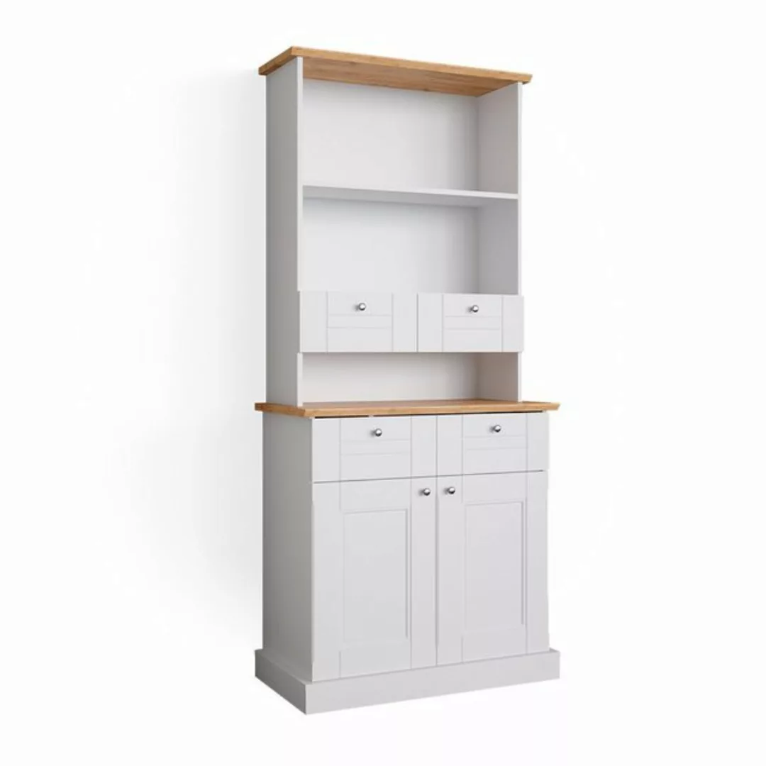 Vicco Hochschrank Bergamo, Weiß/Eiche, 80 cm günstig online kaufen