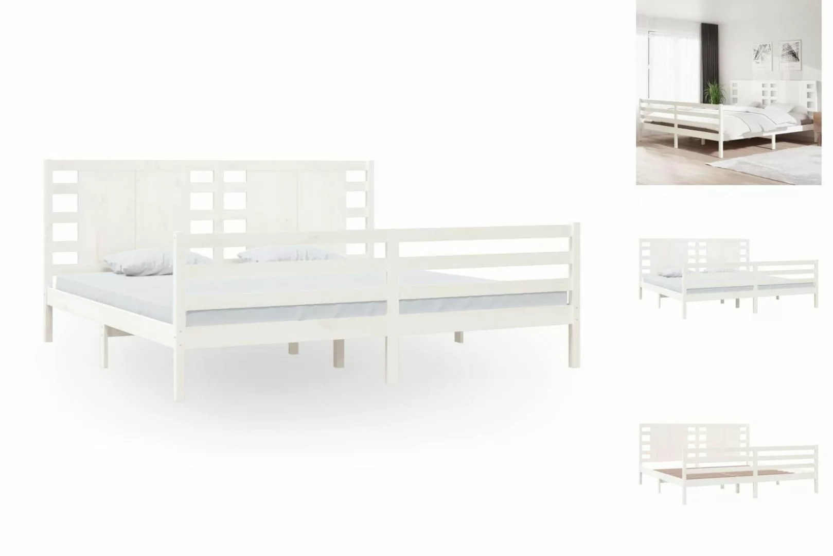 vidaXL Bettgestell Massivholzbett Weiß Kiefer 200x200 cm Bett Bettgestell D günstig online kaufen