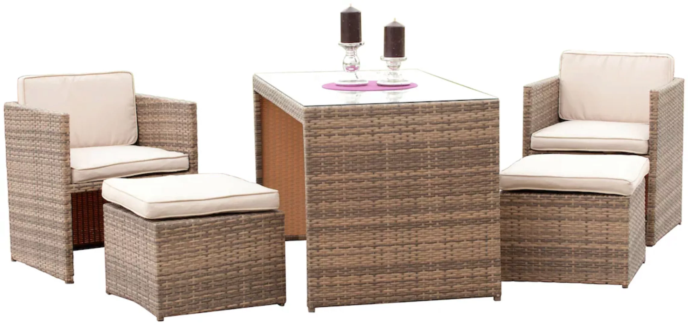 Balkonmöbel Lounge-Set Merano 11-teilig Savannagrau mit Sitzkissen günstig online kaufen