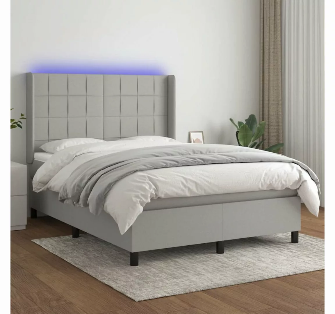 vidaXL Boxspringbett Boxspringbett mit Matratze und LED Stoff (140 x 190 cm günstig online kaufen