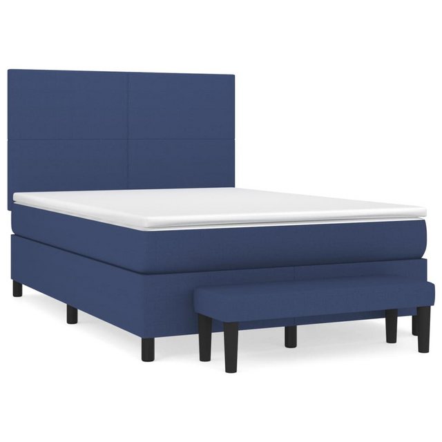 vidaXL Boxspringbett, Boxspringbett mit Matratze Blau 140x200 cm Stoff günstig online kaufen