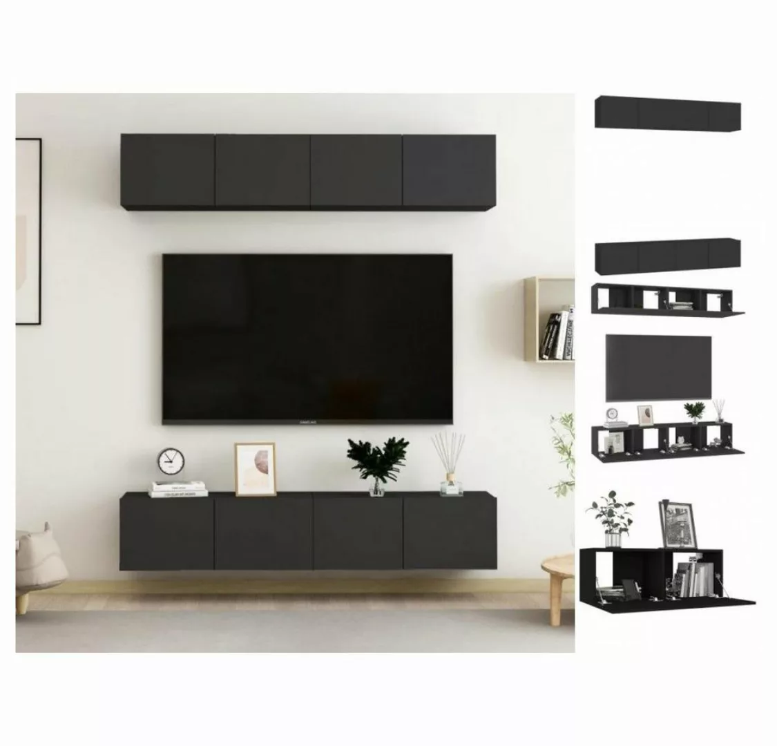 vidaXL TV-Schrank TV-Schränke 4 Stk Schwarz 80x30x30 cm Spanplatte Lowboard günstig online kaufen