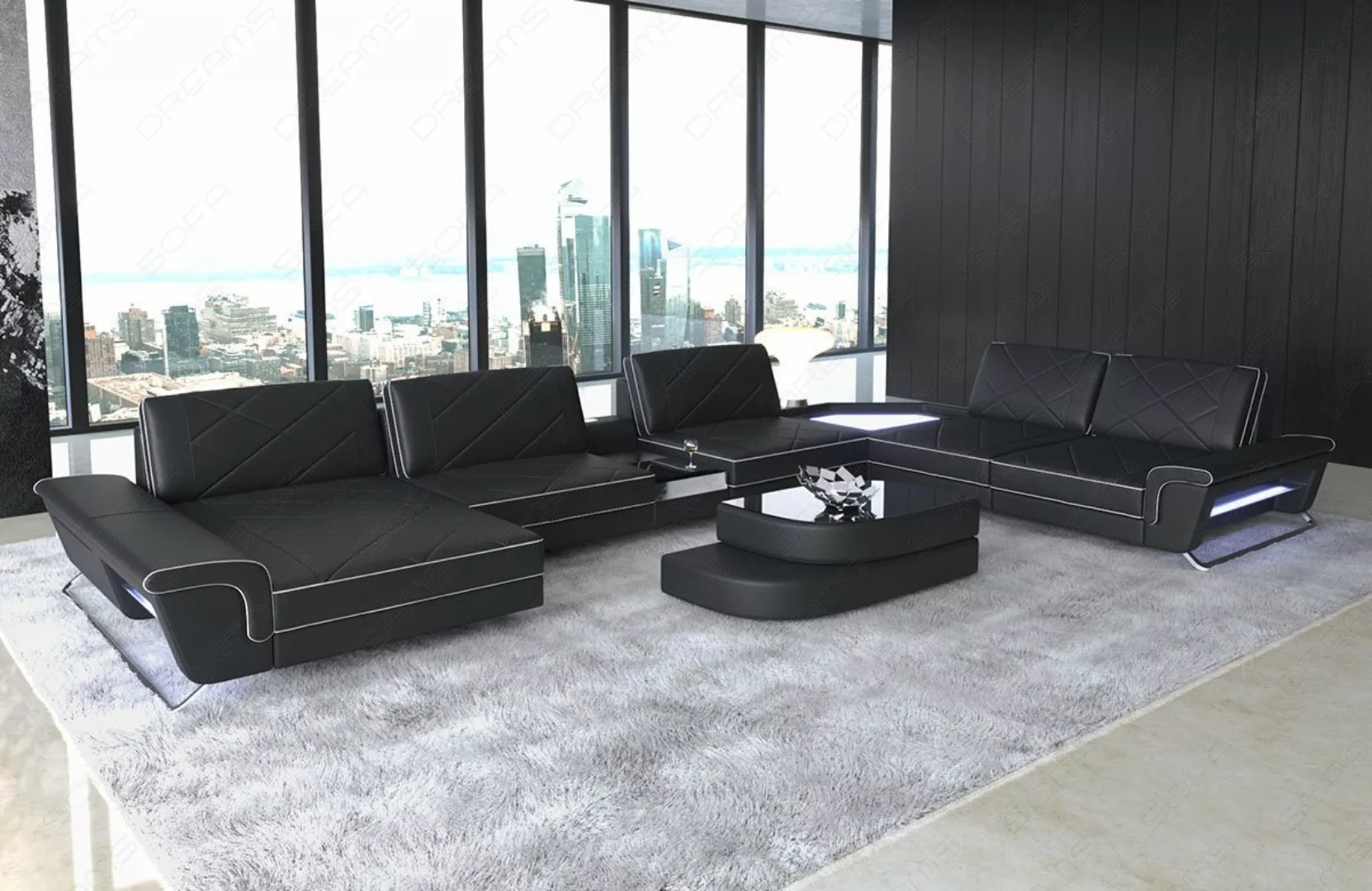 Sofa Dreams Wohnlandschaft Ledersofa Couch Ferrara XXL Leder Sofa mit günstig online kaufen