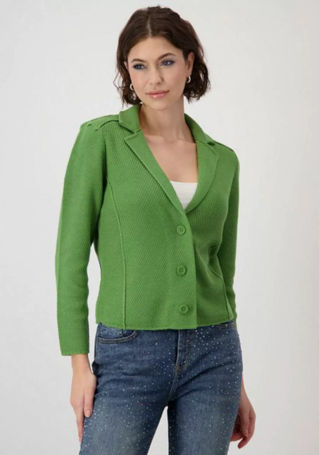 Monari Strickjacke Jacke Basic Strickblazer Leicht tailliert mit Ziernähten günstig online kaufen