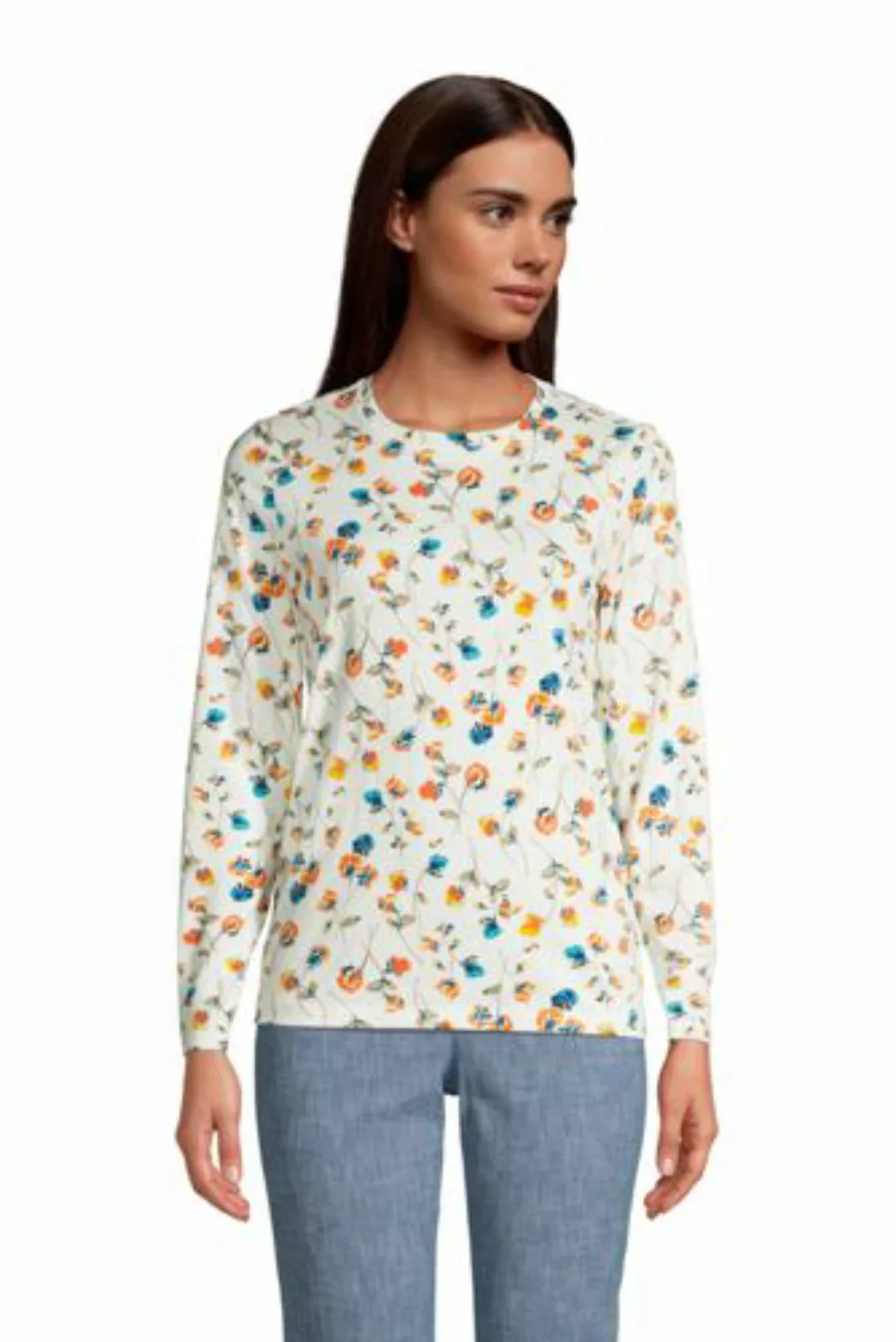 Supima-Shirt, Langarm, Damen, Größe: M Normal, Elfenbein, Baumwolle, by Lan günstig online kaufen