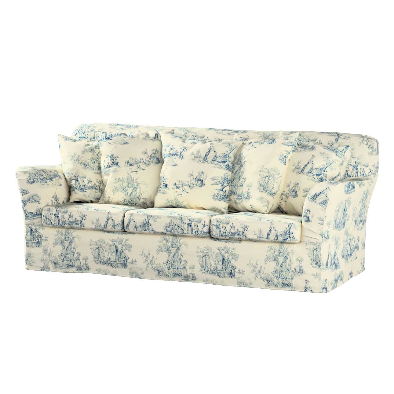 Bezug für Tomelilla 3-Sitzer Sofa nicht ausklappbar, creme- blau, Sofahusse günstig online kaufen