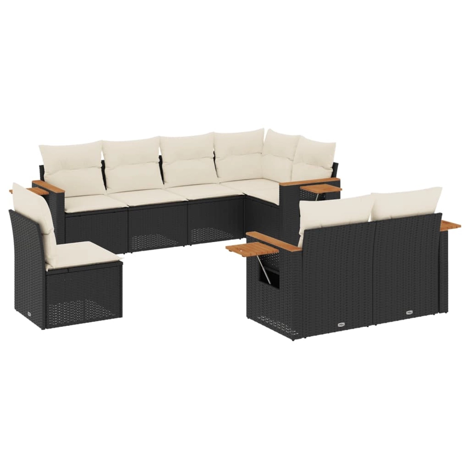vidaXL 8-Tlg Garten-Sofagarnitur mit Kissen Schwarz Poly Rattan 3259403 günstig online kaufen