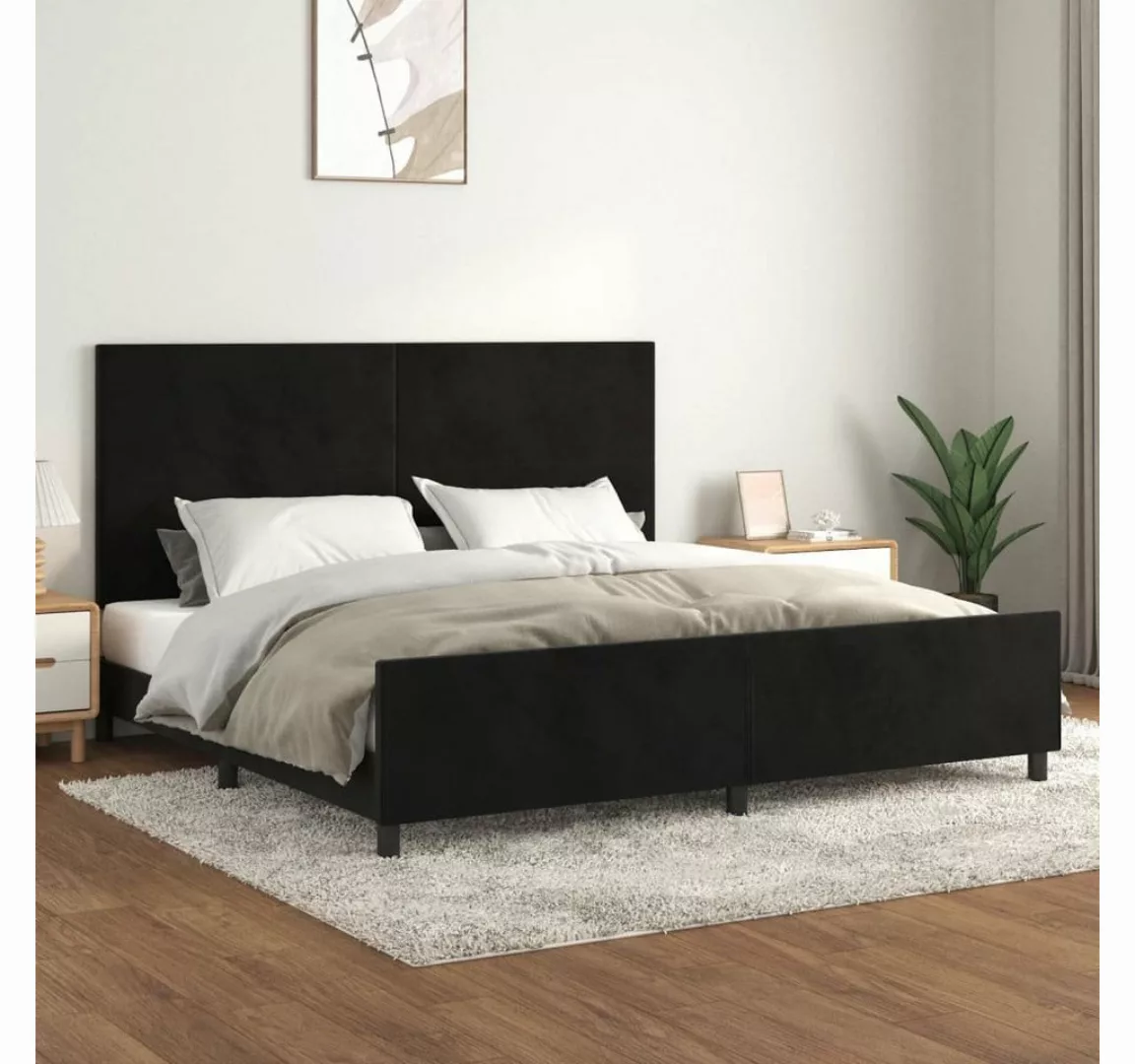 furnicato Bett Bettgestell mit Kopfteil Schwarz 200x200 cm Samt günstig online kaufen