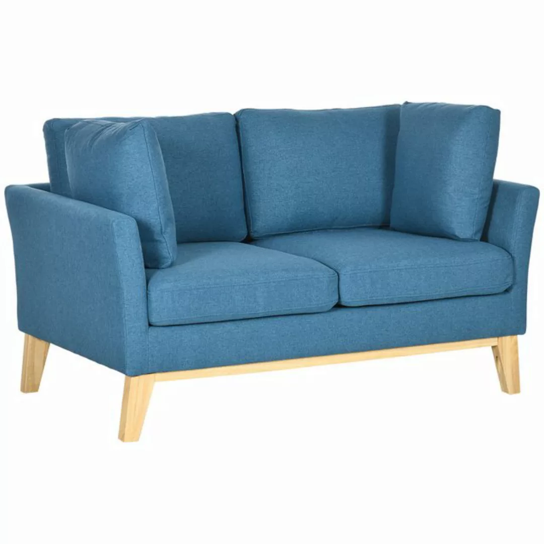 HOMCOM 2-Sitzer Sofa mit Holzbeinen, Doppelsofa in Leinenoptik, Zweisitzer günstig online kaufen