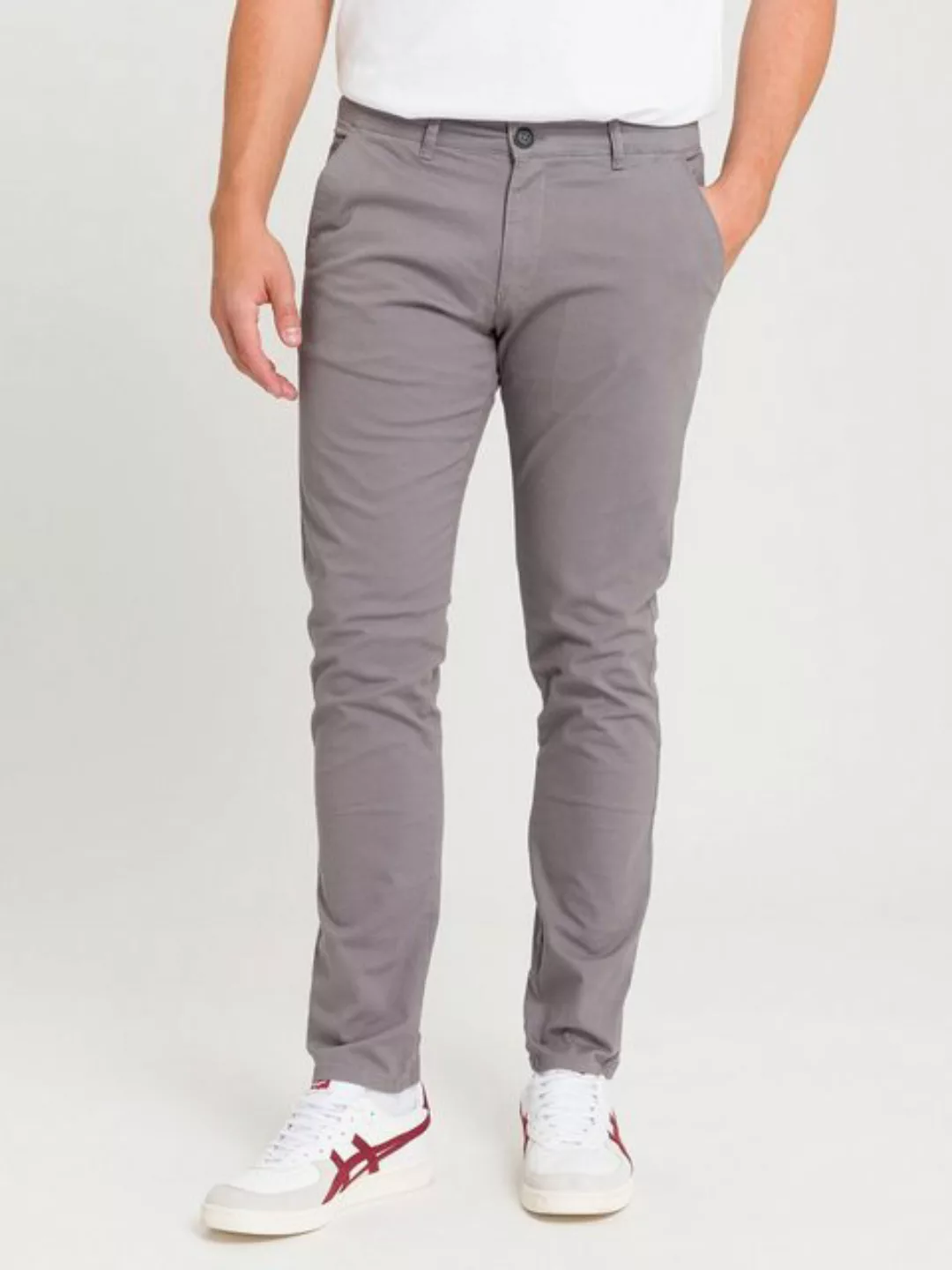 Cross Jeans Herren SLIM TAPERED CHINO Hose - Tapered Fit - Grau günstig online kaufen