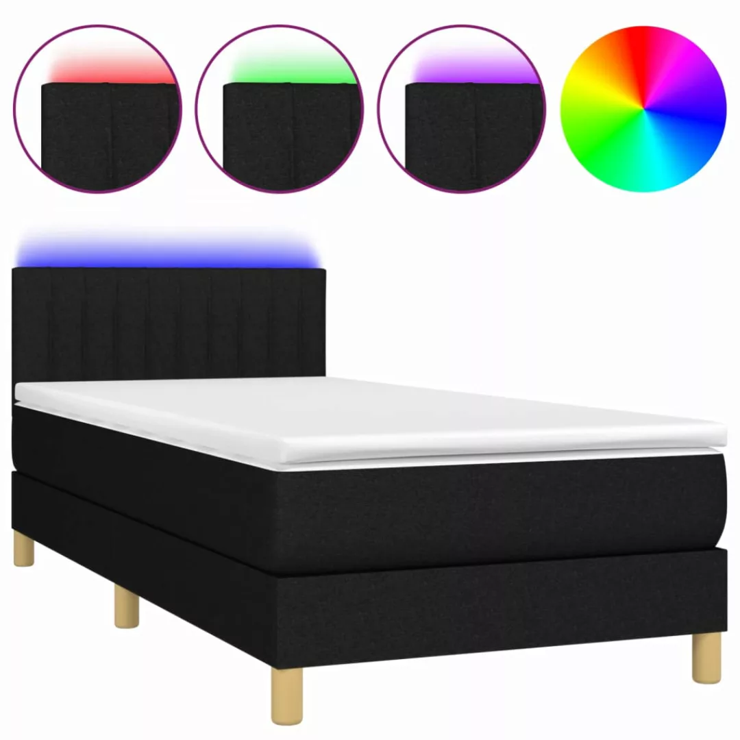 Vidaxl Boxspringbett Mit Matratze & Led Schwarz 80x200 Cm Stoff günstig online kaufen