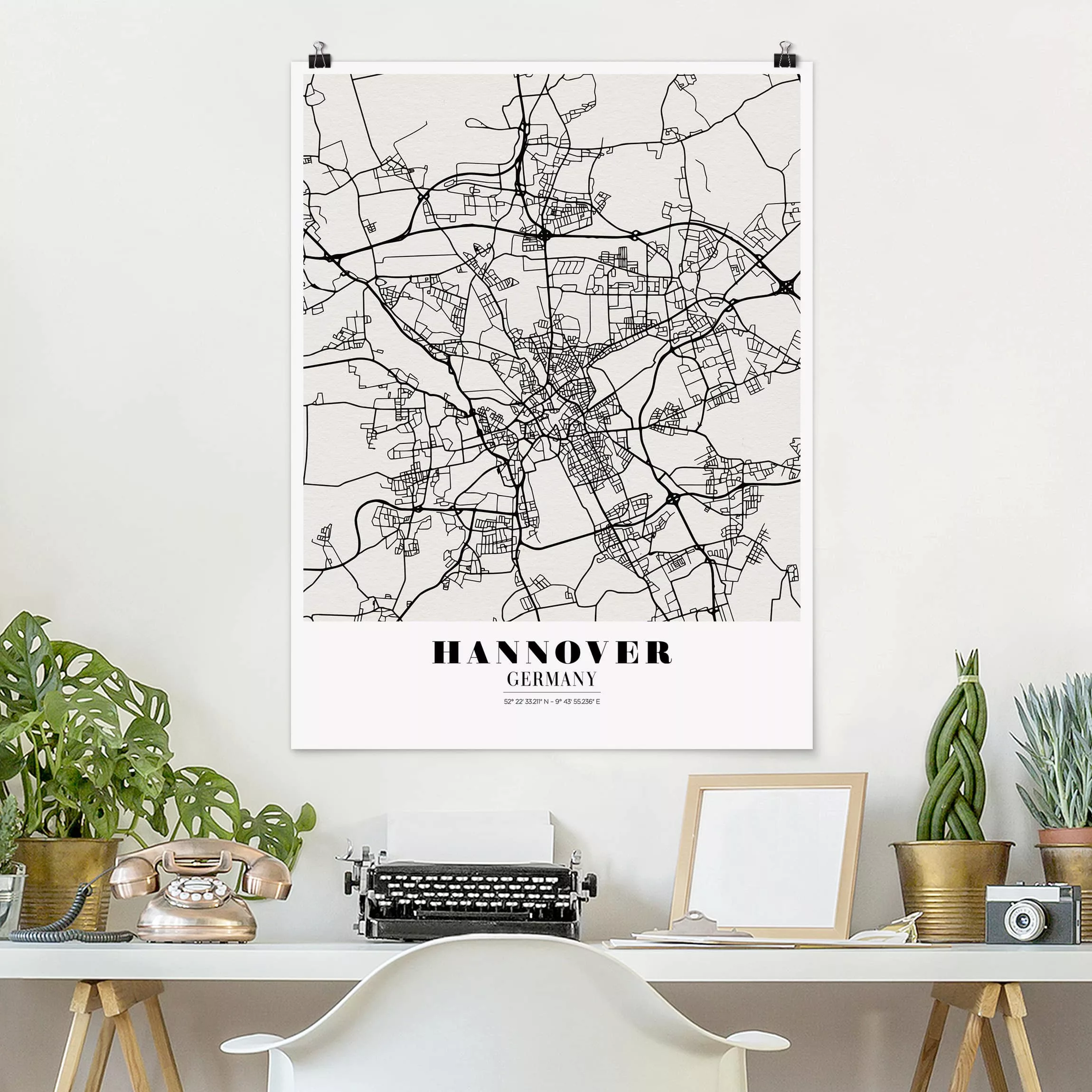 Poster Stadt-, Land- & Weltkarten - Hochformat Stadtplan Hannover - Klassik günstig online kaufen