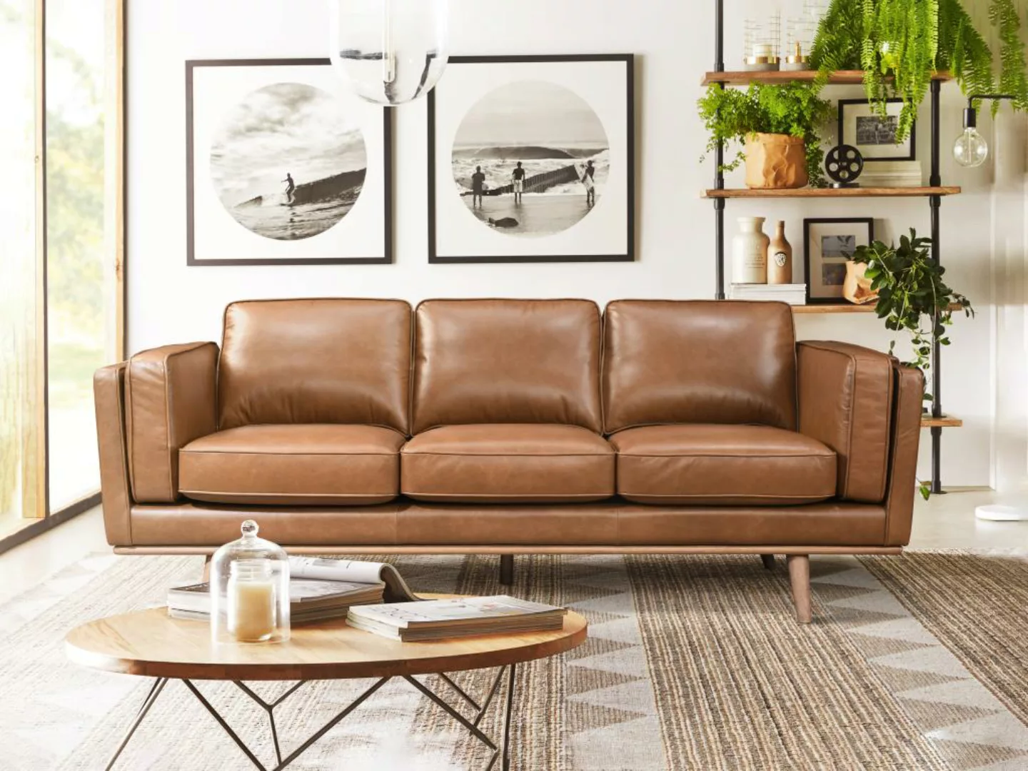 Sofa 3-Sitzer - 100 % Premium-Büffelleder - Braun - Vintage - DANILA günstig online kaufen