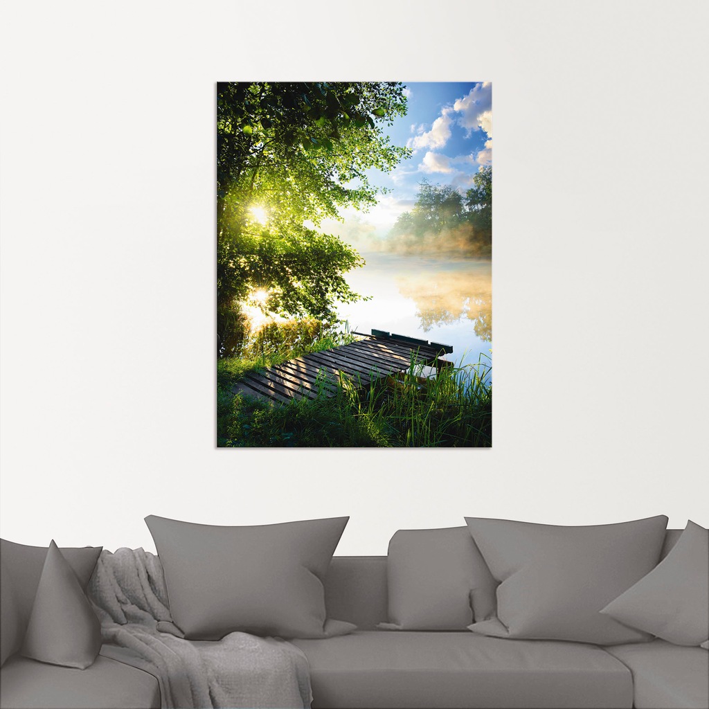 Artland Wandbild "Angelsteg am Morgen", Gewässer, (1 St.), als Alubild, Out günstig online kaufen