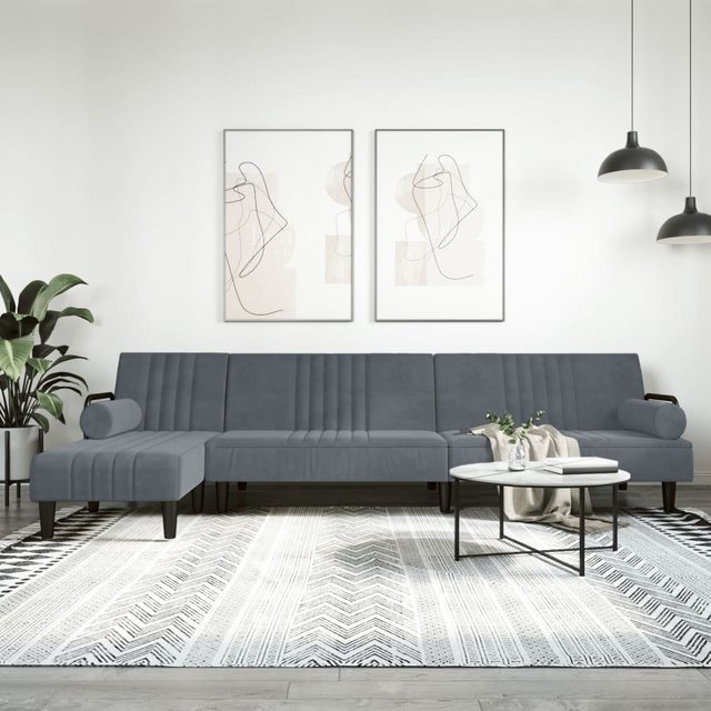 vidaXL Sofa Schlafsofa in L-Form Dunkelgrau 260x140x70 cm Samt günstig online kaufen