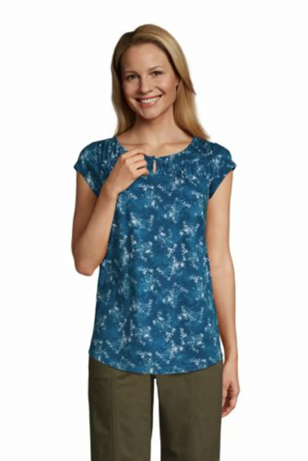 Shirt mit Biesen, Damen, Größe: L Normal, Blau, Baumwolle Modal, by Lands' günstig online kaufen