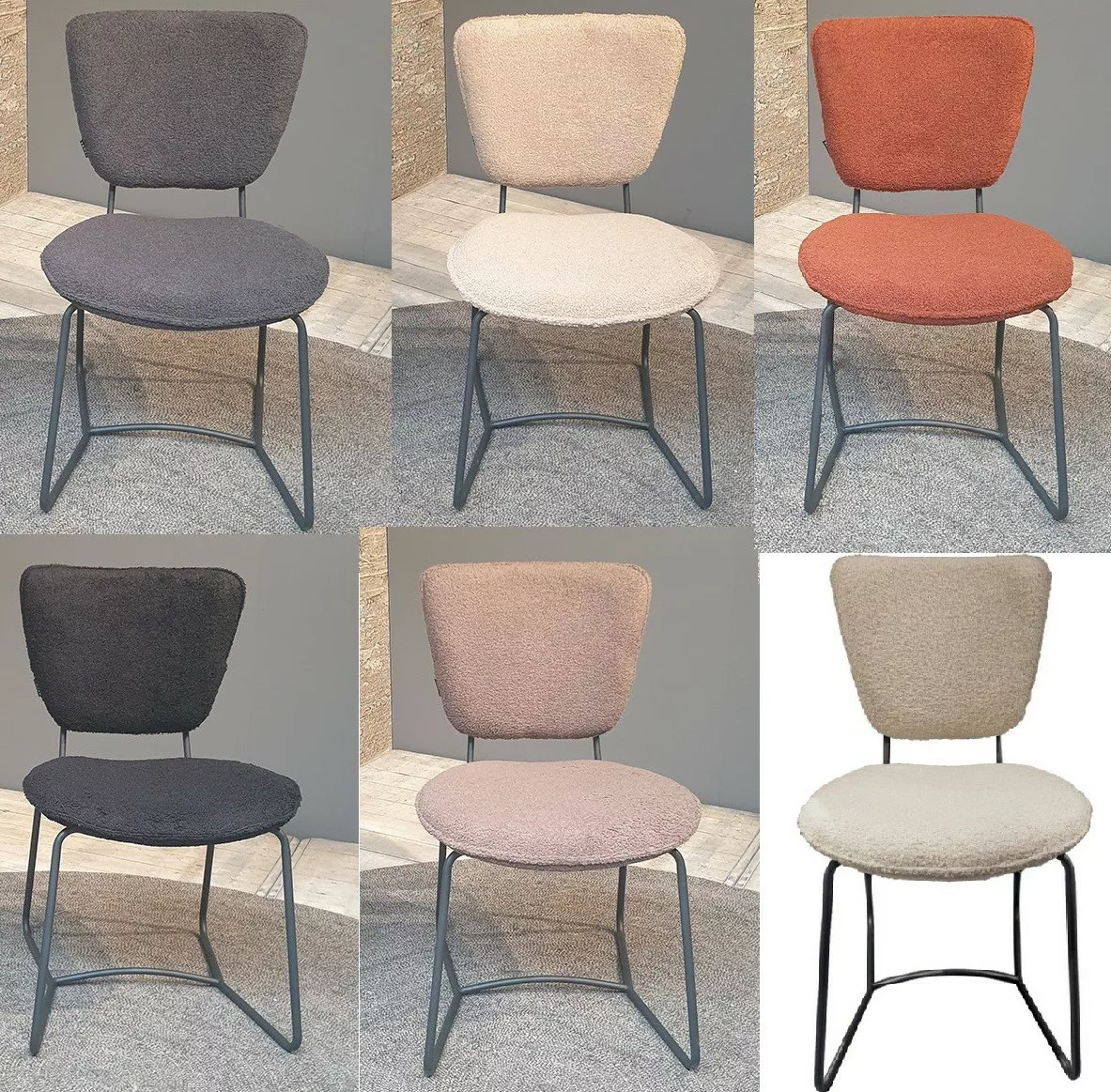 Stuhl Teddyfleece Esszimmerstuhl Industrial Design Textil Metall günstig online kaufen