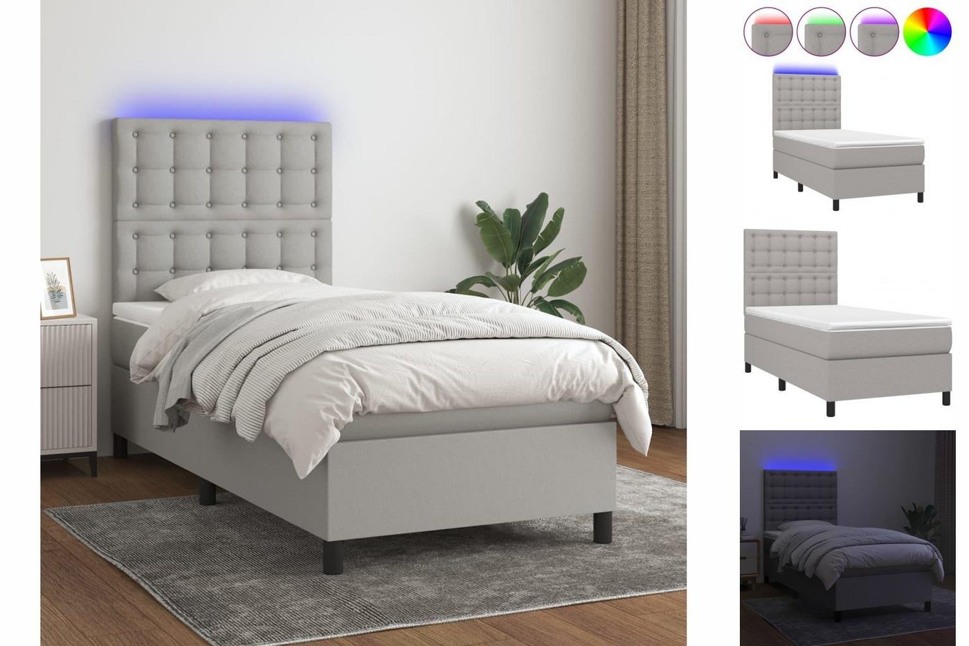 vidaXL Boxspringbett Bett Boxspringbett mit Matratze & Topper & LED (100 x günstig online kaufen